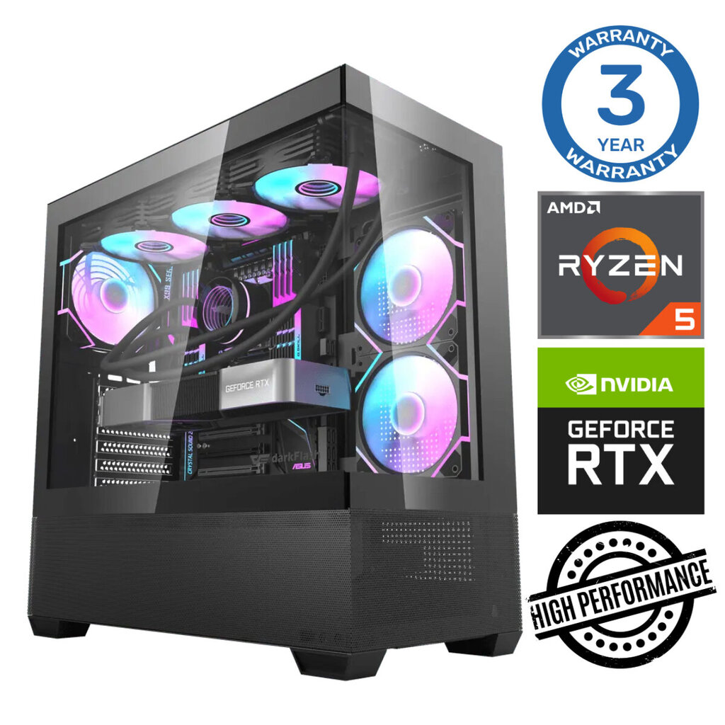 Intop Ryzen 5 7500F 64GB DDR5 1TB SSD M.2 NVME+2TB RTX4070 Super 12GB no-OS cena un informācija | Stacionārie datori | 220.lv