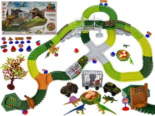 Autosacīkšu trase Dinozauru parks, 240 elementi cena un informācija | Rotaļlietas zēniem | 220.lv