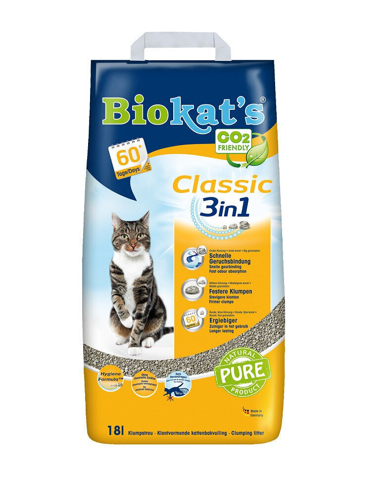 Cementējošie kaķu pakaiši Biokat's Classic 18 l cena un informācija | Smiltis un pakaiši | 220.lv