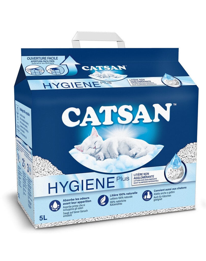 Cementējošie kaķu pakaiši Catsan Hygiene Plus 5 l cena un informācija | Smiltis un pakaiši | 220.lv