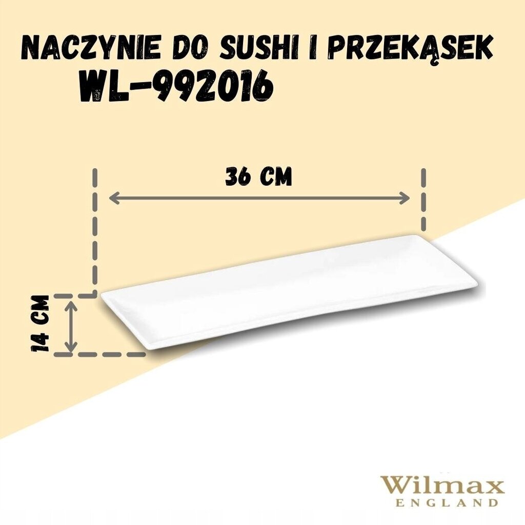 WILMAX suši šķīvis, 36x14 cm cena un informācija | Trauki, šķīvji, pusdienu servīzes | 220.lv