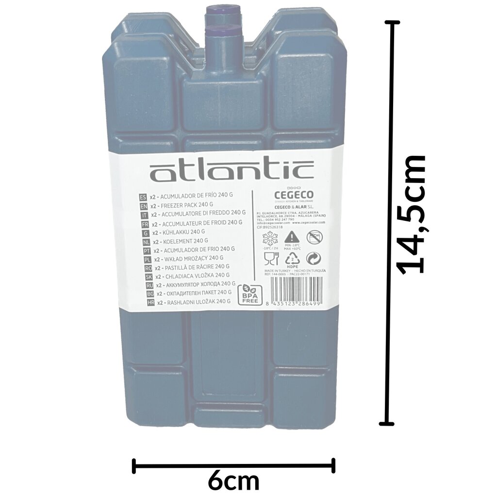 Saldētavas ieliktnis Atlantic Kamai 2x240ml, zils цена и информация | Aukstuma somas, aukstuma kastes un aukstuma elementi | 220.lv