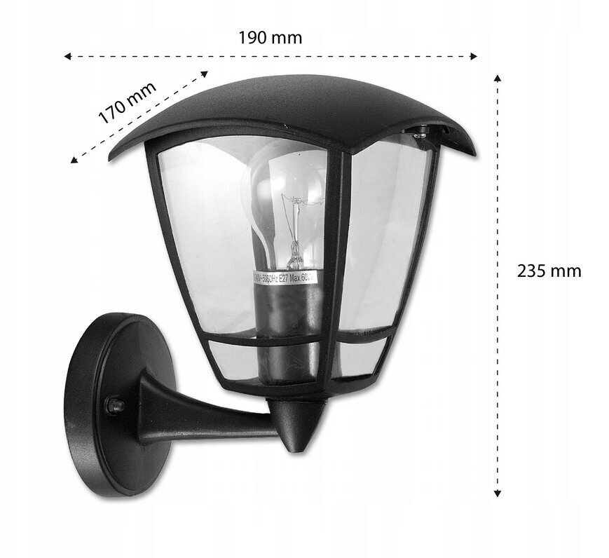 Āra LED dārza sienas gaismeklis, melns, 1 gab. cena un informācija | Āra apgaismojums | 220.lv