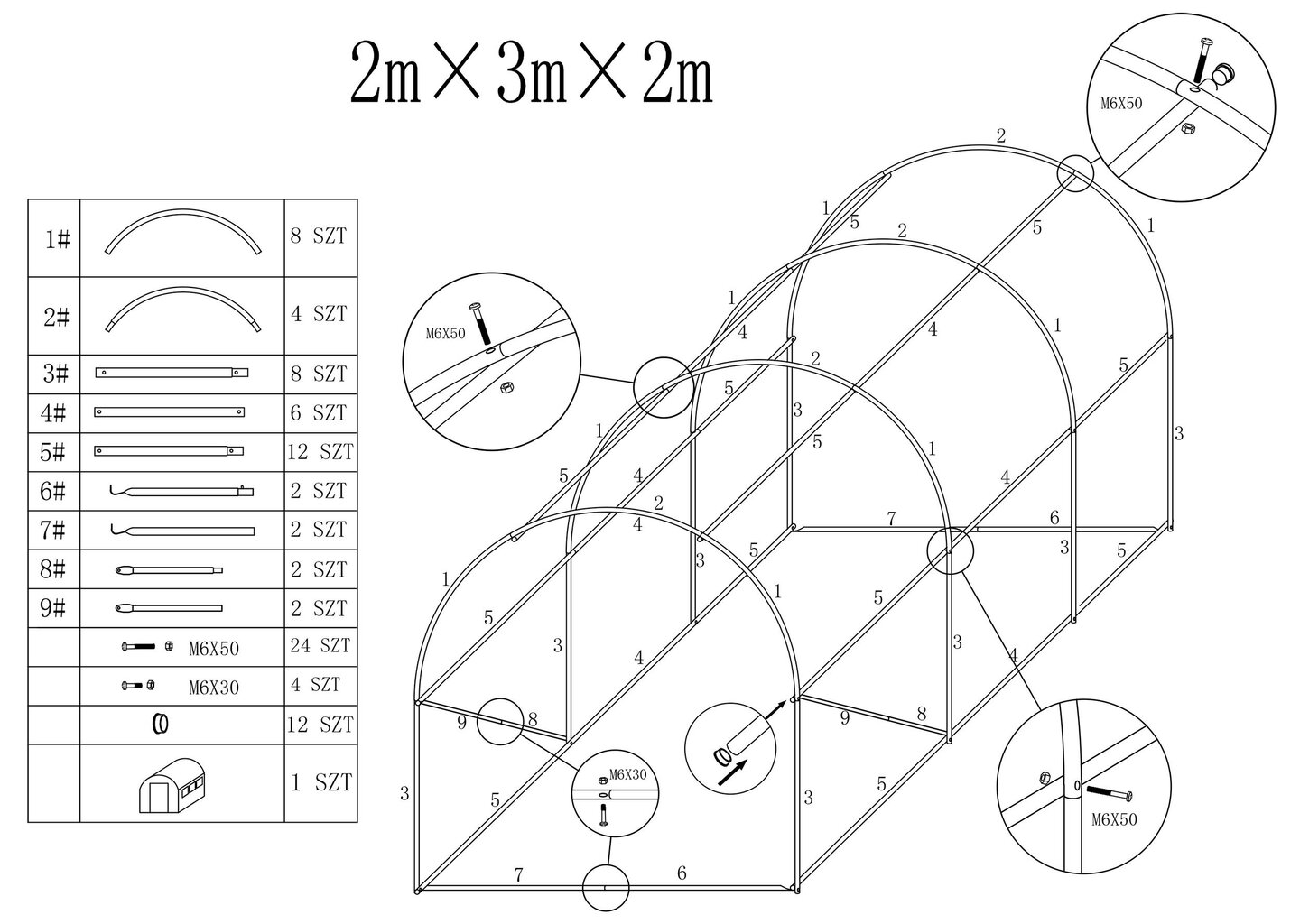 Dārza siltumnīca, 2x3m цена и информация | Siltumnīcas | 220.lv