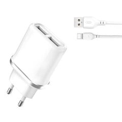 XO Адаптер питания 2x USB 2.1A + кабель USB-C цена и информация | Зарядные устройства для телефонов | 220.lv