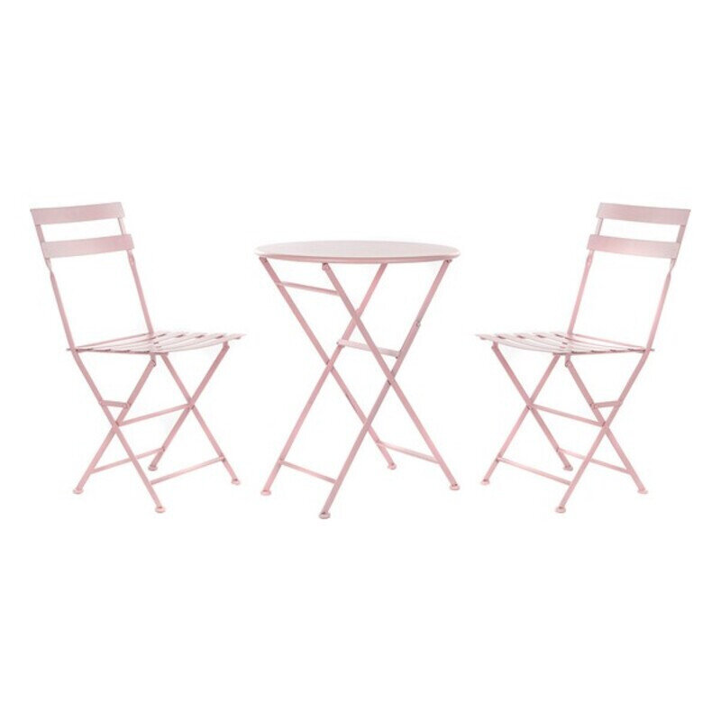 Galda komplekts ar 2 krēsliem DKD Home Decor Rozā Metāls (3 gab.) cena un informācija | Dārza mēbeļu komplekti | 220.lv