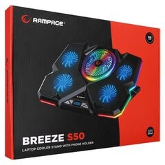 Rampage Breeze S50 RGB cena un informācija | Portatīvo datoru dzesēšanas paliktņi un citi piederumi | 220.lv