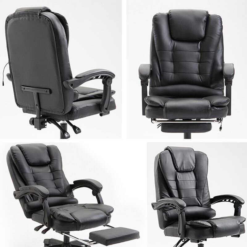 Rotācijas krēsls/krēsls ar masētāju, ādu, melnu цена и информация | Biroja krēsli | 220.lv
