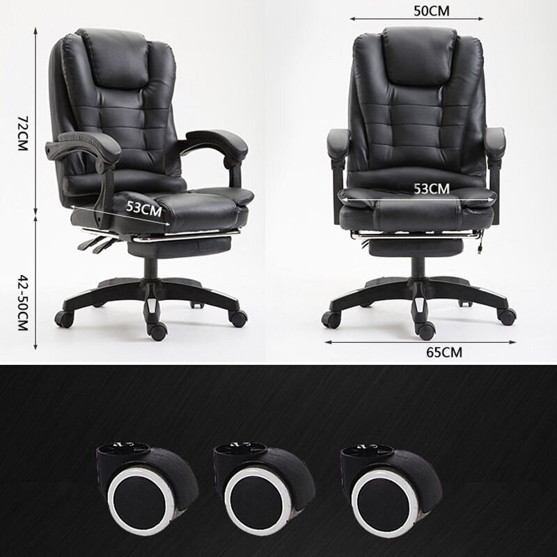 Rotācijas krēsls/krēsls ar masētāju, ādu, melnu cena un informācija | Biroja krēsli | 220.lv