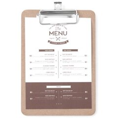 Карточка-меню с зажимом Clipboard 125x180 мм - Hendi 664179 цена и информация | Кухонные принадлежности | 220.lv