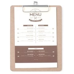 Ēdienkartes dēlis ar starpliktuves klipsi, 185x245 mm cena un informācija | Virtuves piederumi | 220.lv