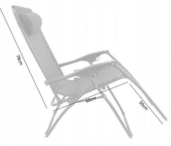 Dārza zvilnis ar pelēku spilvenu, 176x65x106cm, melns цена и информация | Sauļošanās krēsli | 220.lv