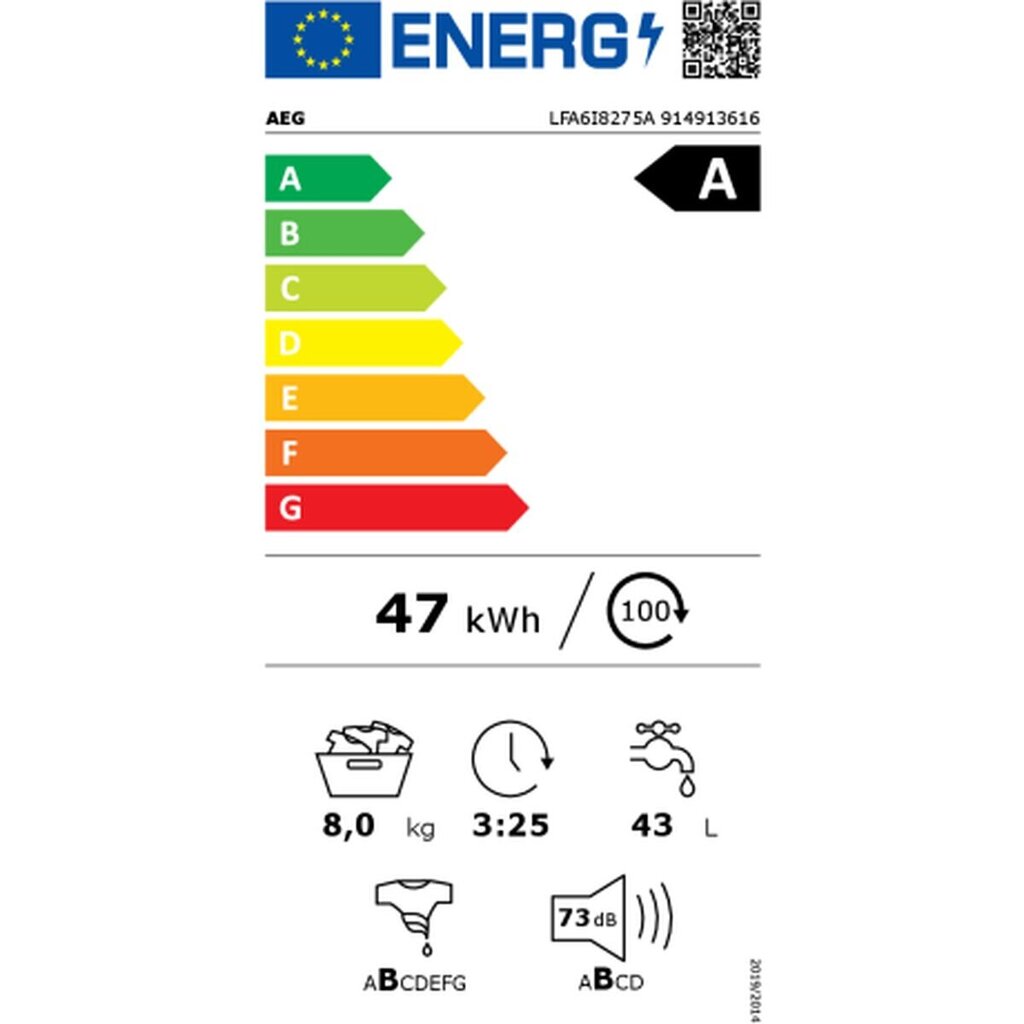 Veļas mašīna AEG LFA6I8275A 8 kg 60 cm 1200 rpm cena un informācija | Veļas mašīnas | 220.lv