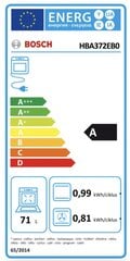 Pirolītiskā cepeškrāsns BOSCH HBA372EB0 71 L cena un informācija | Cepeškrāsnis | 220.lv