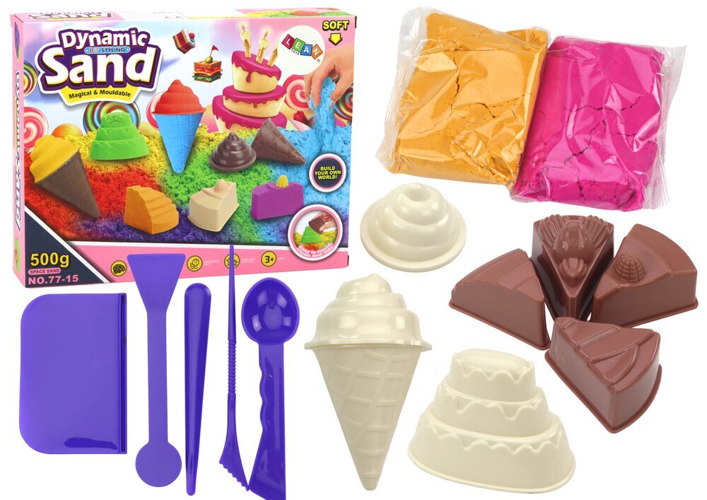 Kinētisko smilšu komplekts ar saldējuma formiņām Lean Toys cena un informācija | Attīstošās rotaļlietas | 220.lv