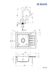 Deante granīta virtuves izlietne Deante Zorba ar jaucējkrānu ZQZAS11A, Metallic grey цена и информация | Раковины на кухню | 220.lv