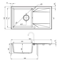 Deante granīta virtuves izlietne Deante Evora ar jaucējkrānu ZQJJN113, Nero цена и информация | Раковины на кухню | 220.lv