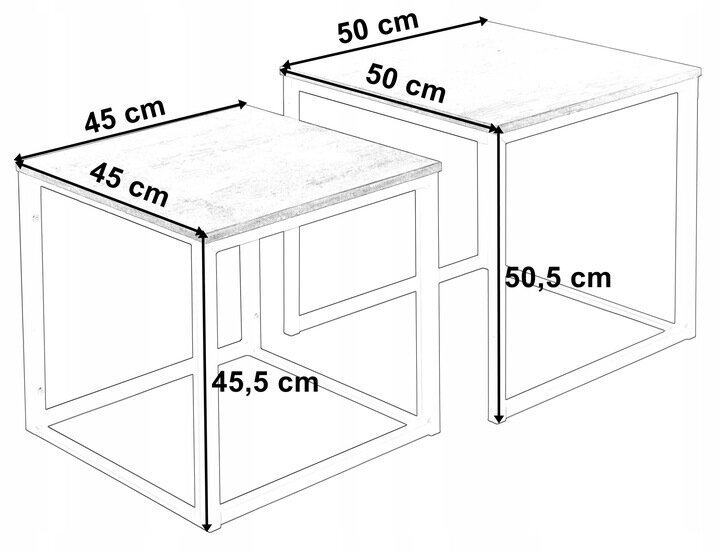 Vecināta ozola kafijas galdiņš, 50 x 50 x 50,5 cm cena un informācija | Žurnālgaldiņi | 220.lv