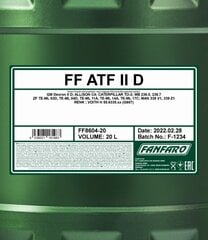 Масло трансмиссионное Fanfaro ATF Dexron II, 20 л цена и информация | Масла для других деталей автомобиля | 220.lv