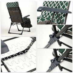 Saliekamais dārza krēsls-zvilnis Kadax Alicante Plus, zaļa/balta цена и информация | Садовые стулья, кресла, пуфы | 220.lv