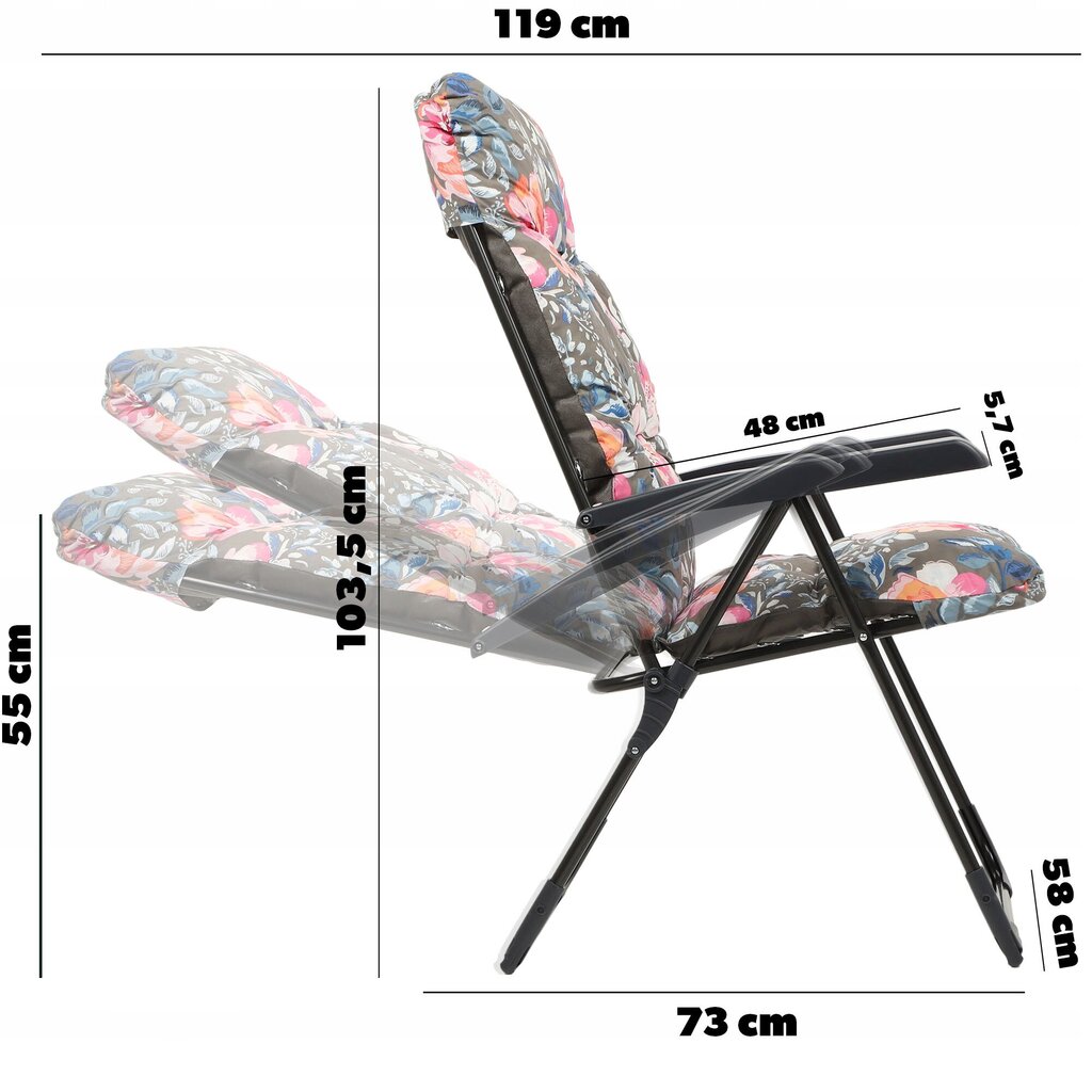 Saliekamais dārza krēsls Kadax Alicante Flowers, dažādu krāsu cena un informācija | Dārza krēsli | 220.lv