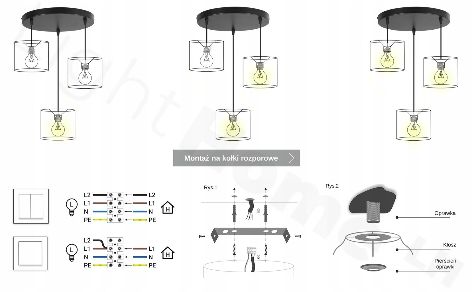 LightHome kulons Elegance Gold cena un informācija | Piekaramās lampas | 220.lv