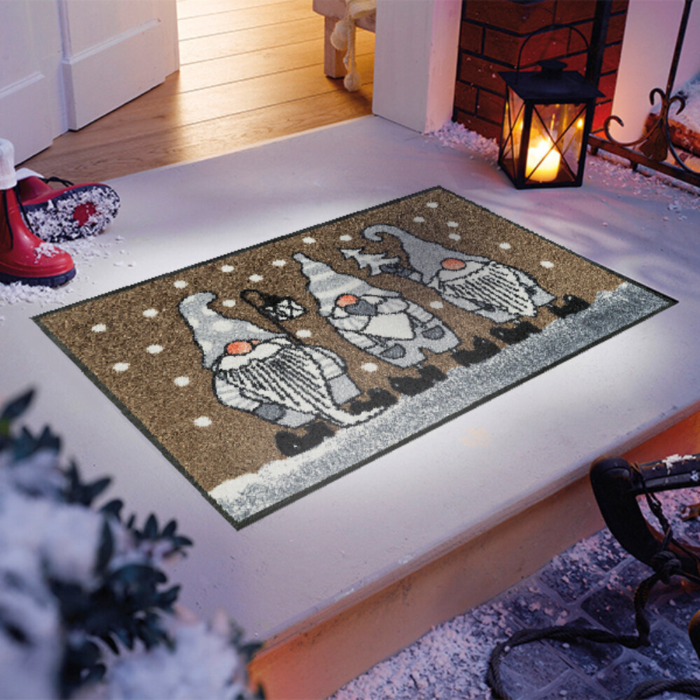 Kleen-Tex durvju paklājiņš Christmas Gnomes Beige cena un informācija | Kājslauķi | 220.lv