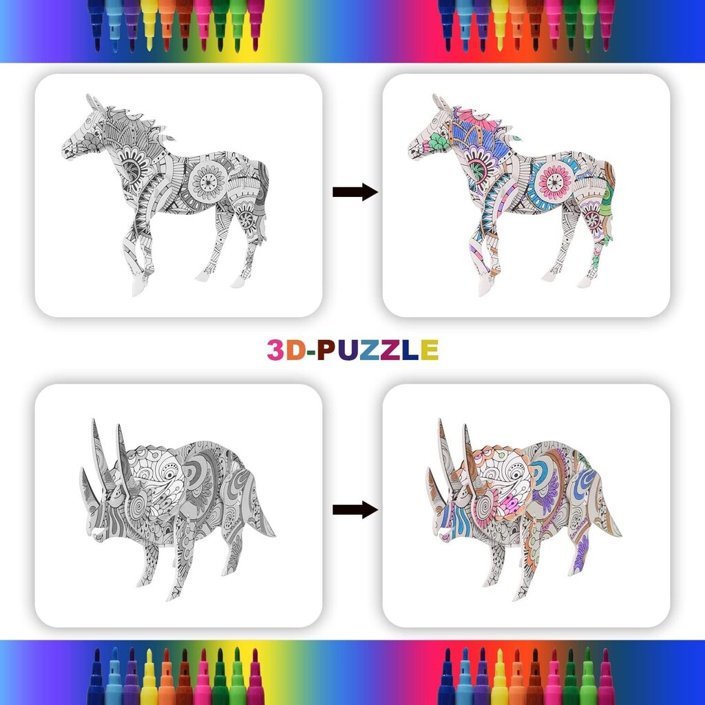 3D puzles krāsojamā grāmata - rokdarbu komplekts TopBine ‎L-01 cena un informācija | Attīstošās rotaļlietas | 220.lv