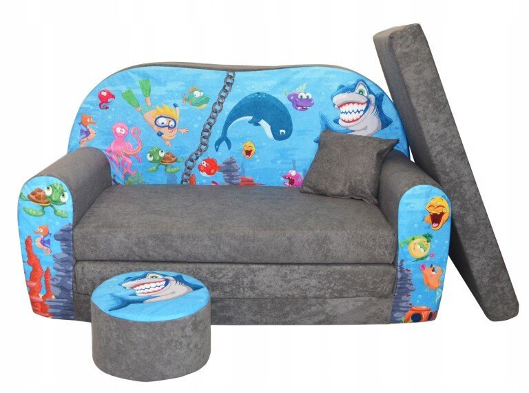 Bērnu dīvāns Fortisline Ocean, pelēks цена и информация | Sēžammaisi, klubkrēsli, pufi bērniem | 220.lv