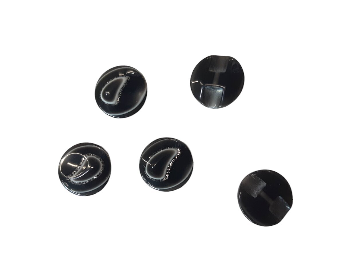 Plastmasas melna apaļa poga ar spīdumiem 13 mm cena un informācija | Šūšanas piederumi | 220.lv