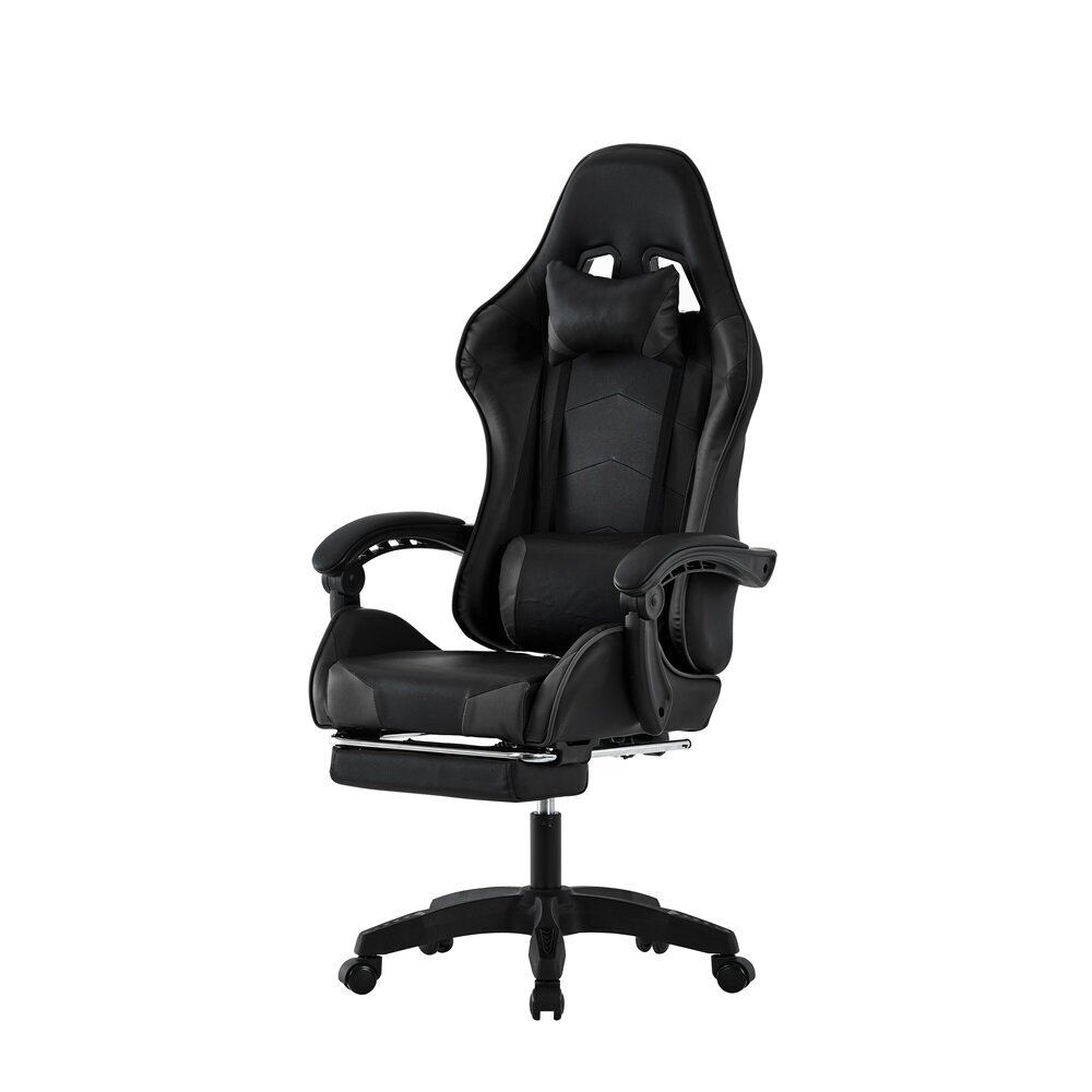 Spēļu krēsls Draco melns ar kāju balstu cena un informācija | Biroja krēsli | 220.lv