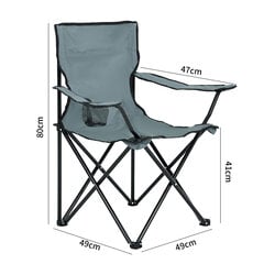Kempinga krēsli Anter, 2 gab., pelēki, 80x49x49 cm cena un informācija | Tūrisma mēbeles | 220.lv