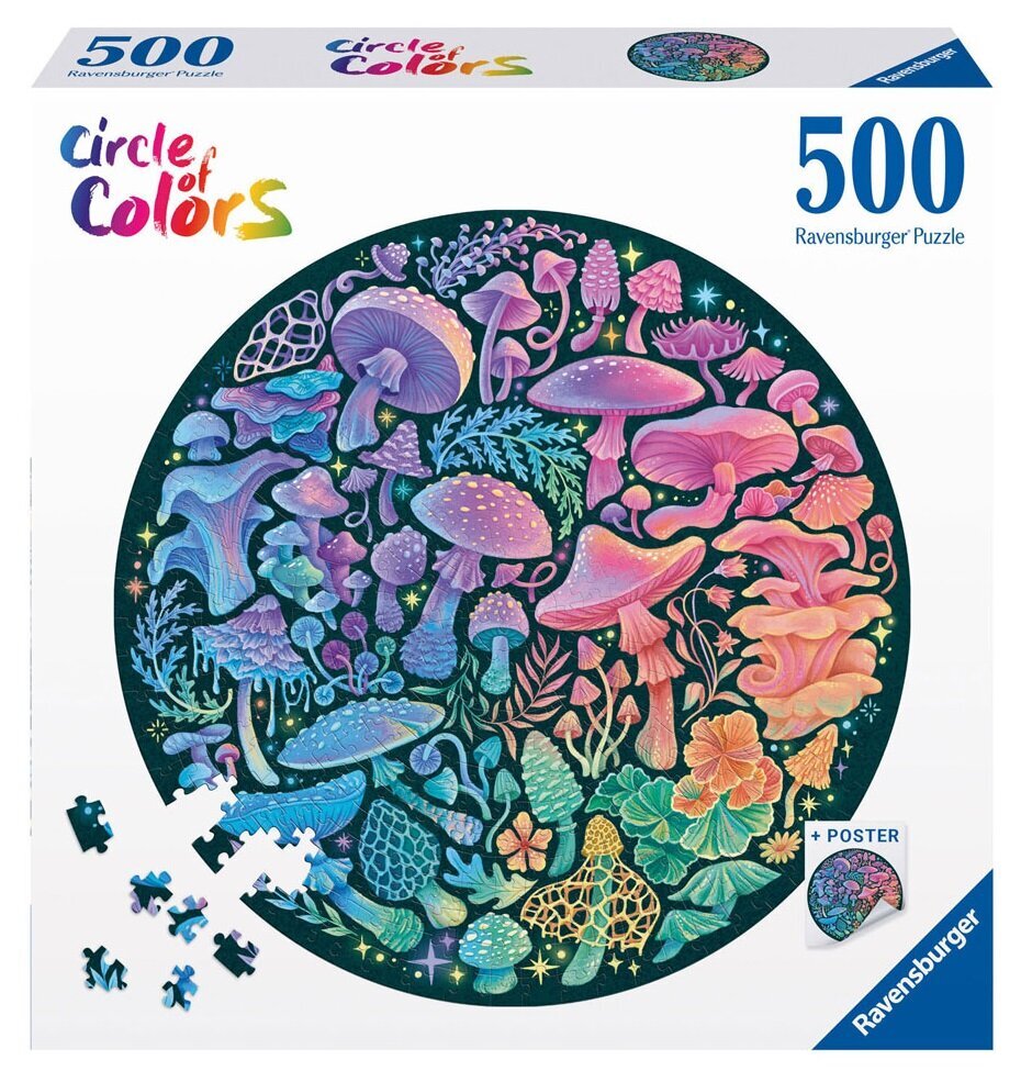 Puzle Ravensburger Circle of Colours - Mushrooms, 500 d. цена и информация | Puzles, 3D puzles | 220.lv