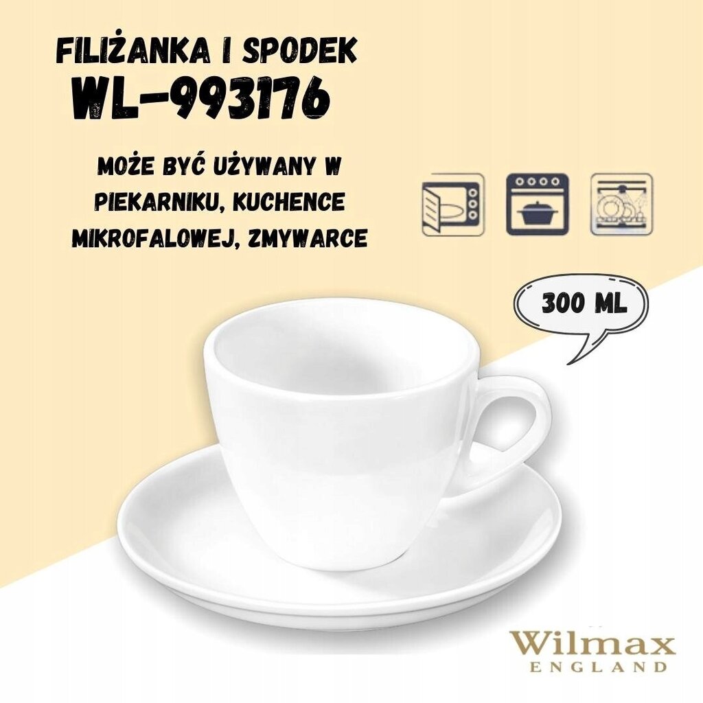 Wilamx tējas krūze un apakštasīte, 300 ml cena un informācija | Glāzes, krūzes, karafes | 220.lv