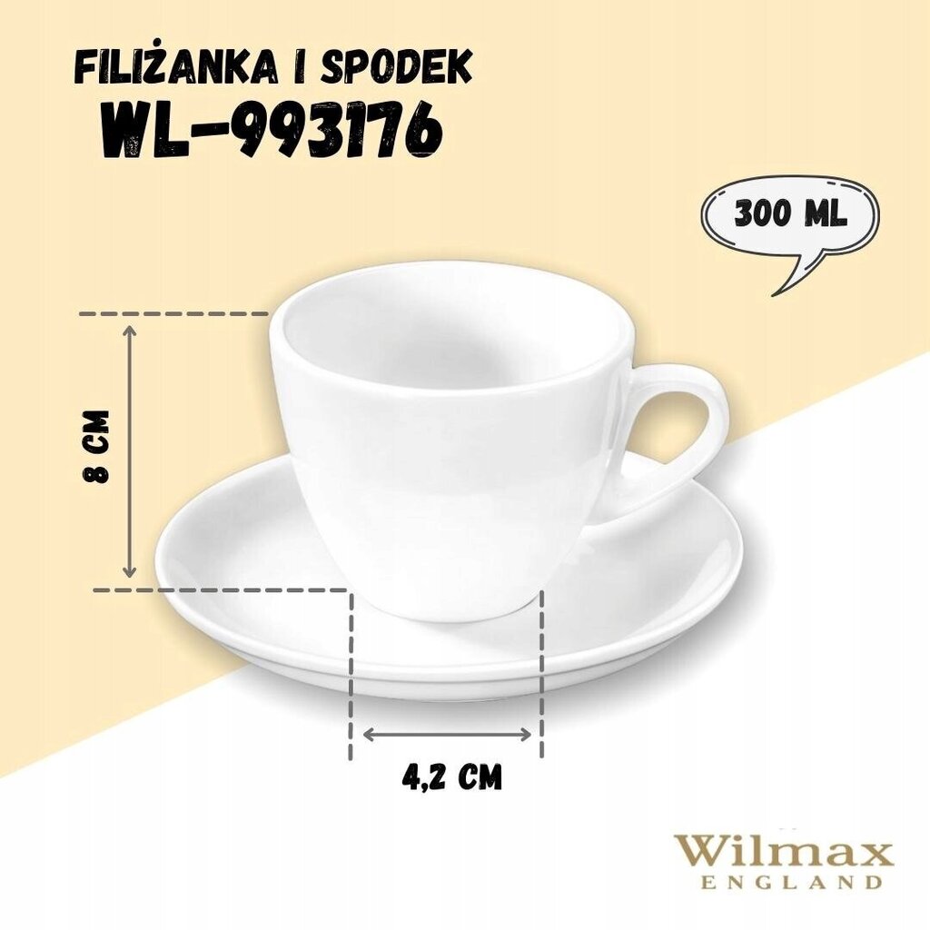 Wilamx tējas krūze un apakštasīte, 300 ml cena un informācija | Glāzes, krūzes, karafes | 220.lv