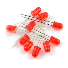 LED diodes 5 mm sarkanas 1000 gab. cena un informācija | Iebūvējamās lampas, LED paneļi | 220.lv