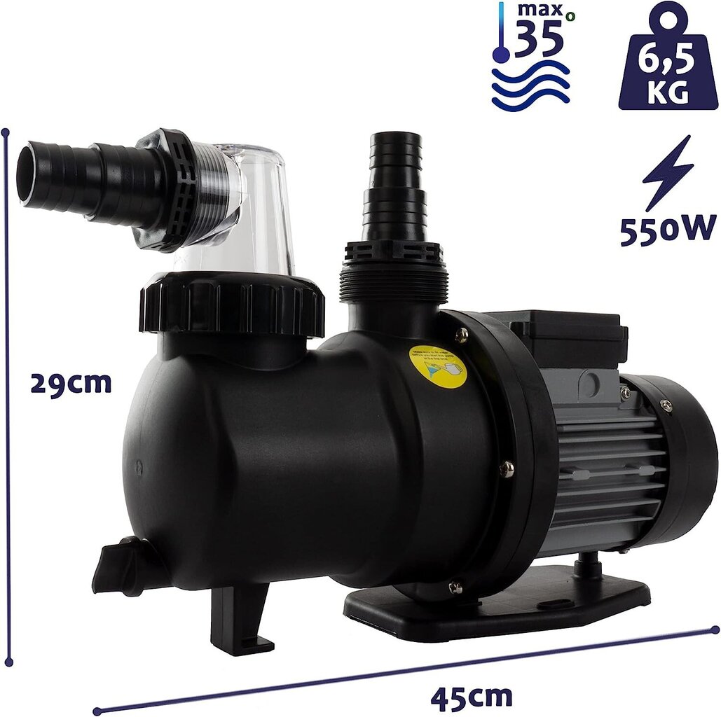 Baseina sūknis ar smilšu filtra sistēmu, 550W, melns cena un informācija | Baseinu piederumi | 220.lv