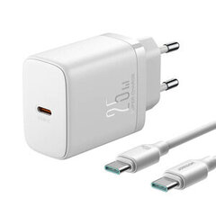 Сетевая зарядка Joyroom JR-TCF11 USB-C 25W + USB-C cable 1.0m белая цена и информация | Зарядные устройства для телефонов | 220.lv