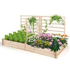 Приподнятая садовая грядка с 3 решетками и 2 ящиками для цветов Costway,222 x 114 x 110 см цена и информация | Теплицы | 220.lv