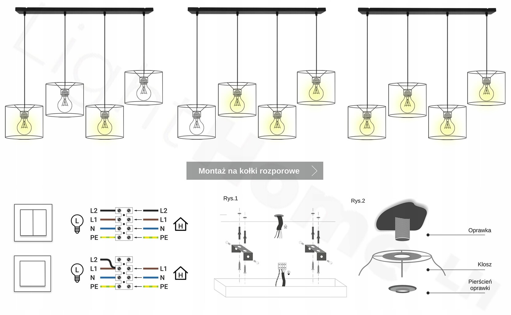 Piekaramā lampa, LightHome цена и информация | Griestu lampas | 220.lv