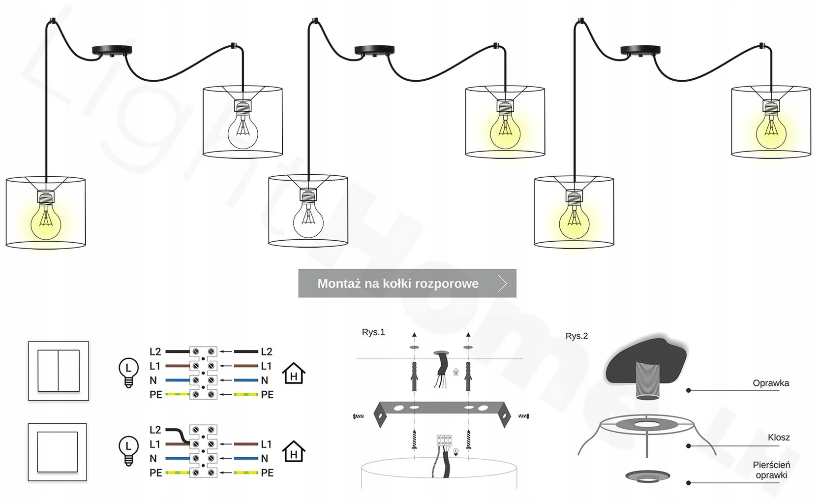 Piekaramā lampa, LightHome cena un informācija | Griestu lampas | 220.lv