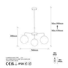 Piekaramā lampa Viran-10995 цена и информация | Люстры | 220.lv