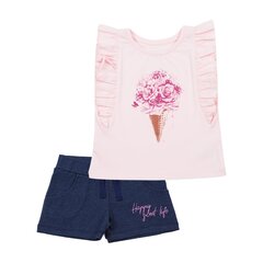 Flamingo Комплект для девочки: футболка и шорты, синий/розовый цена и информация | Комплекты для девочек | 220.lv