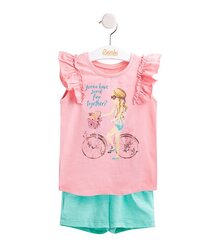 Bembi Комплект для девочки: футболка и шорты, оранжевый/зелёный цена и информация | Комплекты для девочек | 220.lv