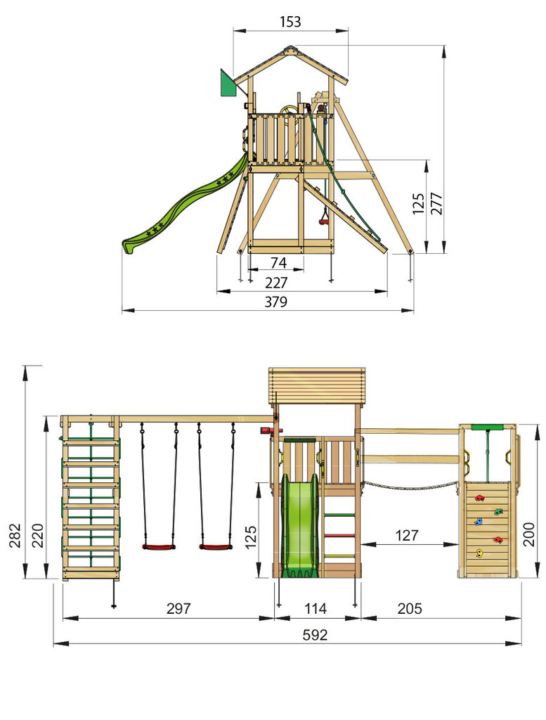 Bērnu rotaļu laukums Jungle Gym Casa Clutter Bridge 2 Climb cena un informācija | Bērnu rotaļu laukumi, mājiņas | 220.lv