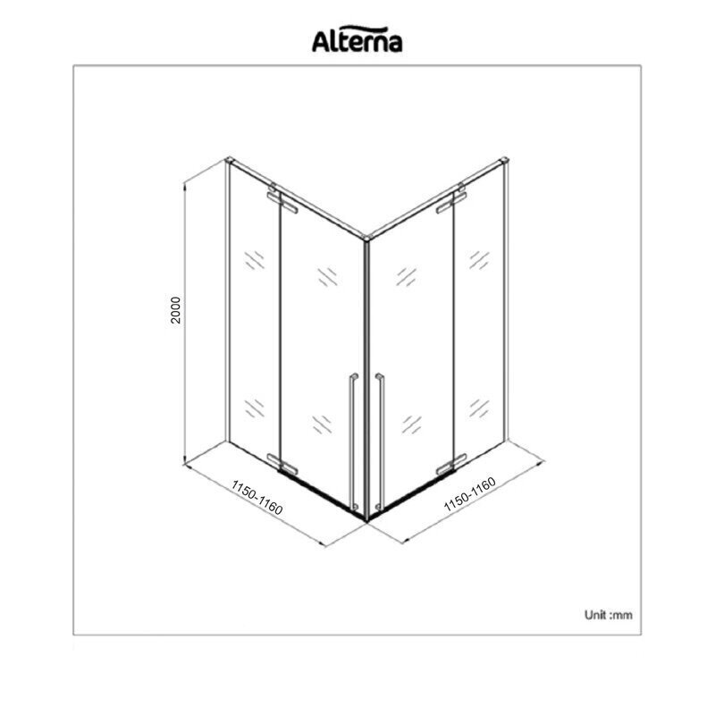 Dušas kabīne Alterna 120x120 cm pelēka cena un informācija | Dušas kabīnes | 220.lv