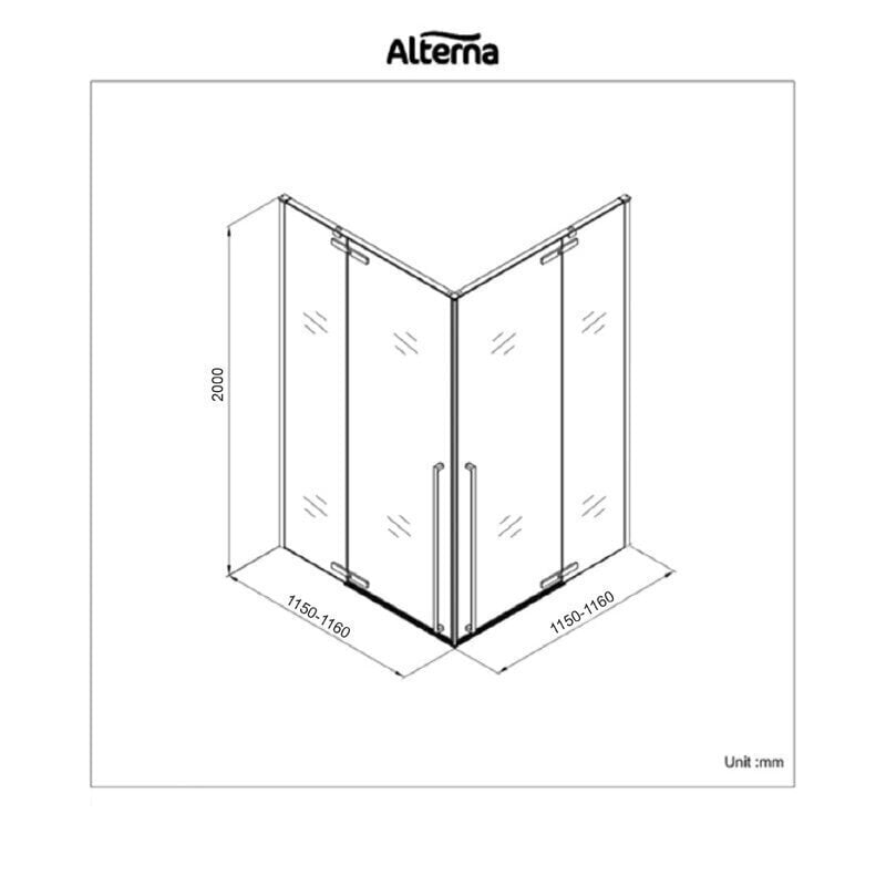 Dušas kabīne Alterna 120x120 cm melna cena un informācija | Dušas kabīnes | 220.lv