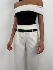 Классические белые брюки с поясом. цена и информация | Женские брюки | 220.lv