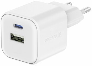 Swissten 3арядное устройство GaN USB-C 20W PD / USB-A 18W Q цена и информация | Зарядные устройства для телефонов | 220.lv