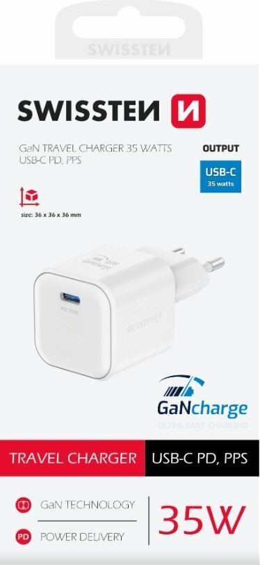 Swissten GaN USB-C cena un informācija | Lādētāji un adapteri | 220.lv